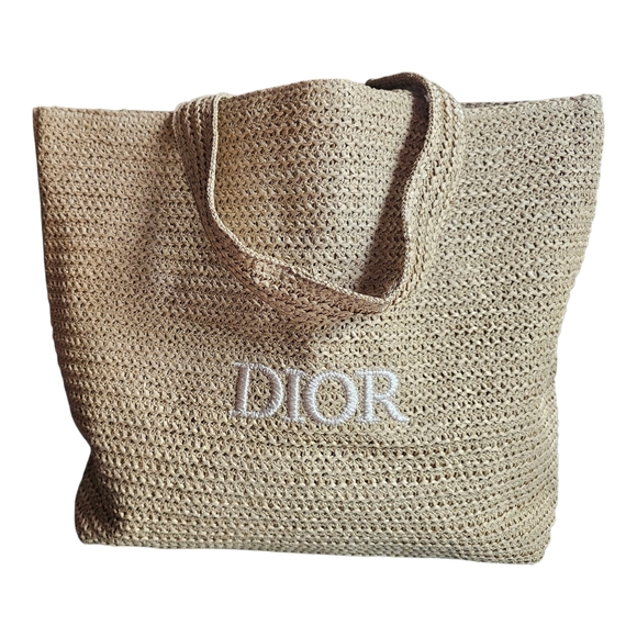 Dior Beauty Beige Woven Raffia Tote/Shoulder Bag New - Picture 1 of 9